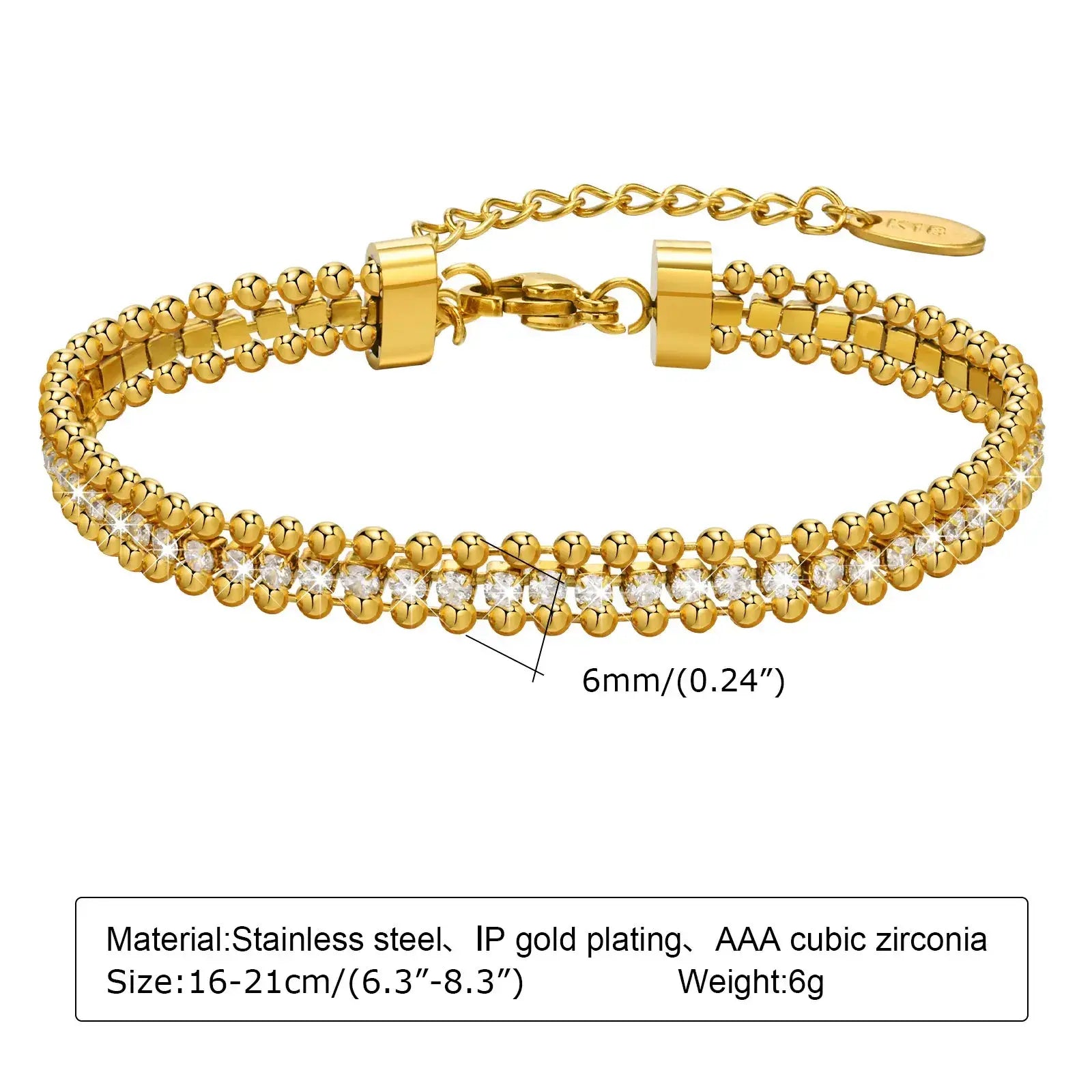 RHINESTONE GOLD PLATED BRACELET